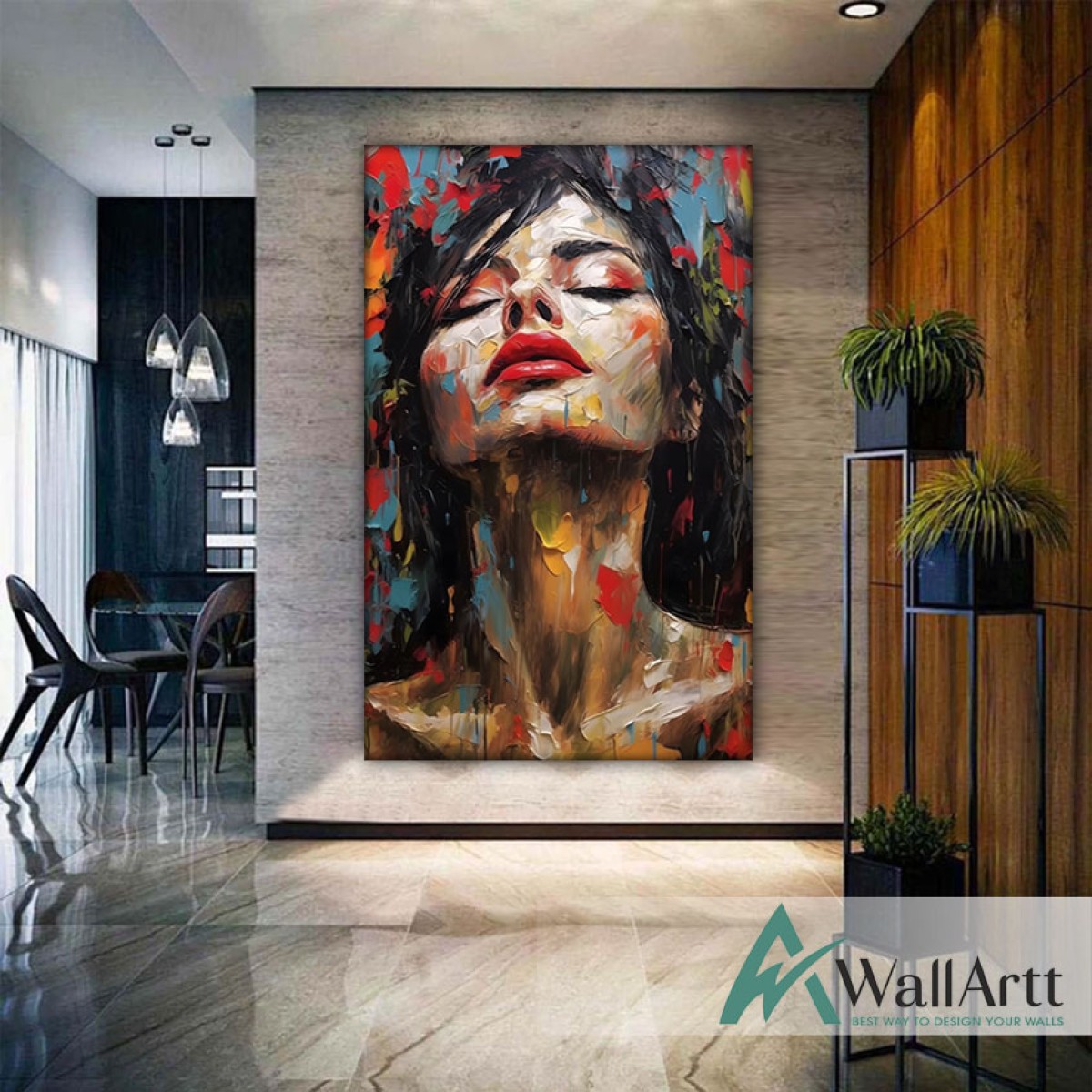 Abstract Woman Face IV 3D Heavy Textured Partial Oil Painting